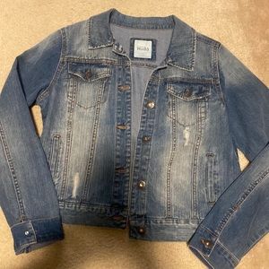 Distressed jean jacket, women’s